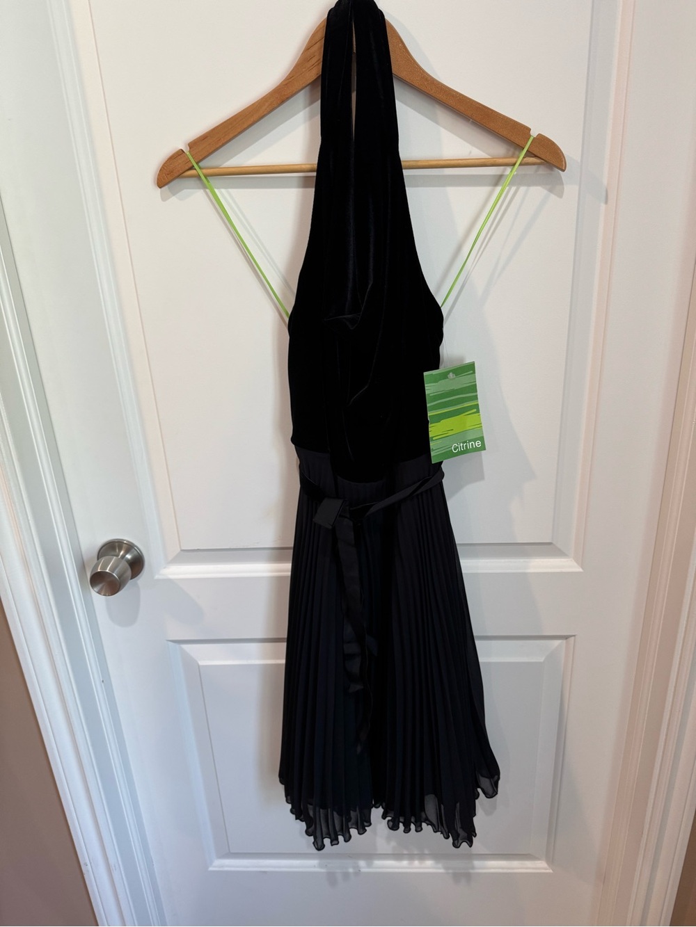 Black Halter Pleated Cocktail Dress
